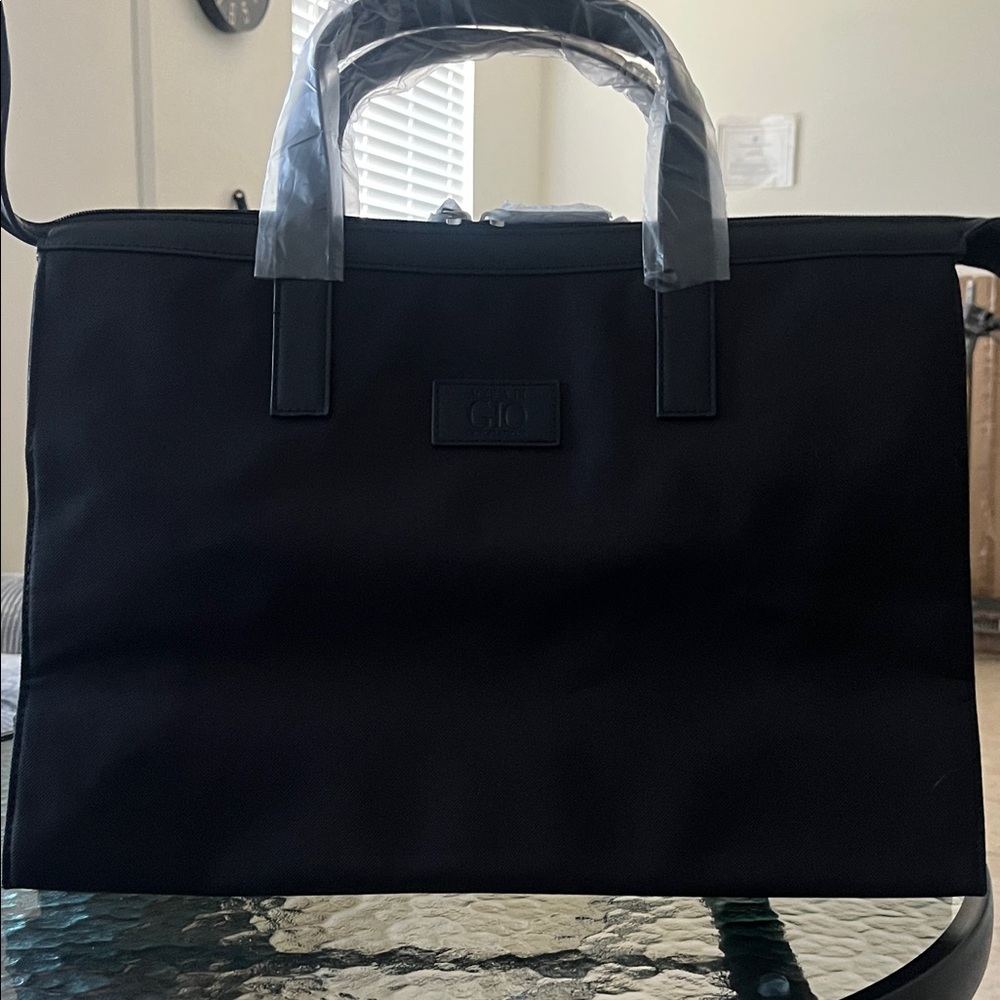 Giorgio Armani Black Nylon Briefcase Tote